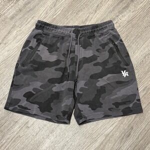 YoungLA Mens Camo Gym Shorts Gray Black Camouflage Zipper Pockets Large